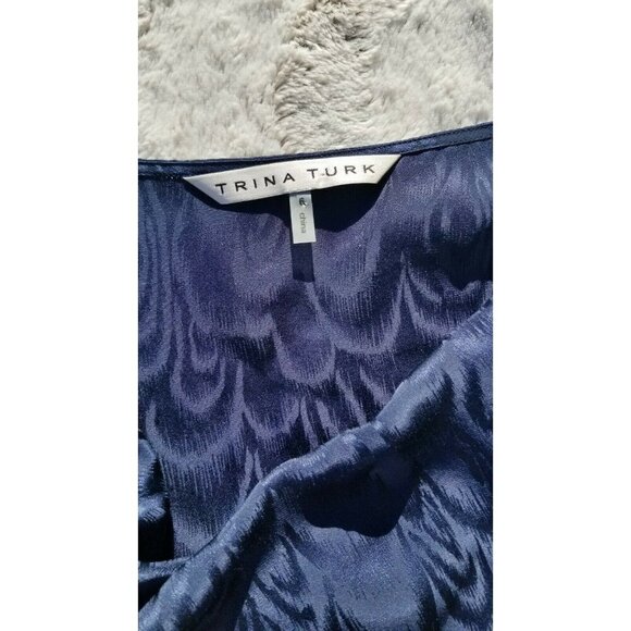 Trina Turk 100% Silk Short Sleeve Feathered Print Shift Dress Size 6 - Picture 7 of 11